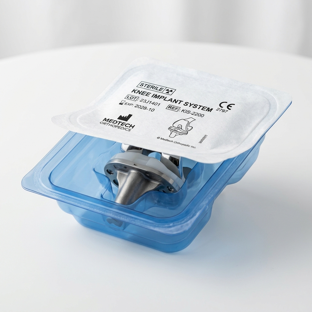 Tyvek lid cover on PETG blue blister tray